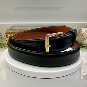 Roundtree & Yorke Black Leather Belt /Solid Brass Buckle, VGUC 42/125 Waist size